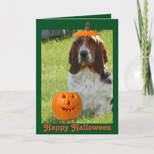 Carte Funny Halloween Card avec Basset Cute Hound & Citr