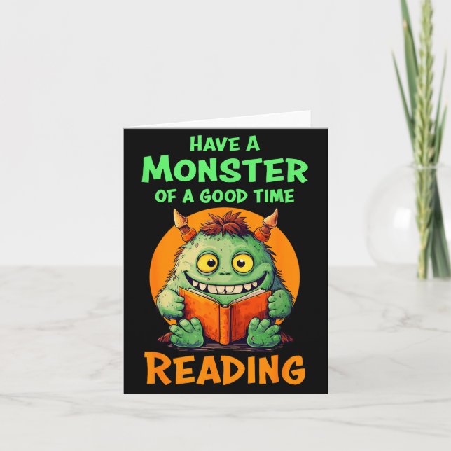 Carte Funny Halloween Teacher Librarian Monster Reading  (Devant)