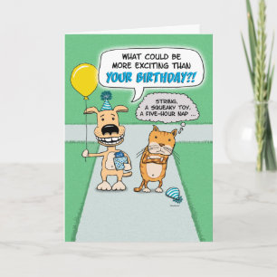Carte Funny Happy Dog and Grumpy Cat Anniversaire