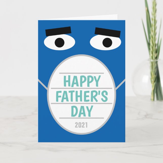 Carte Funny Happy Fête des pères 2022 masque bleu visage (Devant)