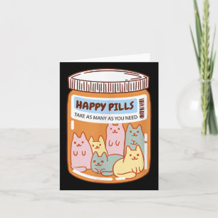 Carte Funny Happy Pills Chat Mignonne Santé Mentale Chat