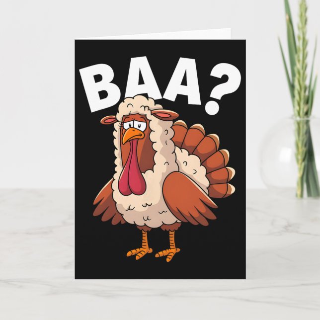 Carte Funny Happy Thanksgiving Turkey A Lamb Costume  (Devant)