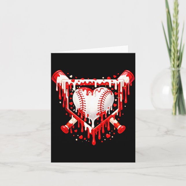 Carte Funny Heart Baseball Drip Ice Cream Valentines Day (Devant)