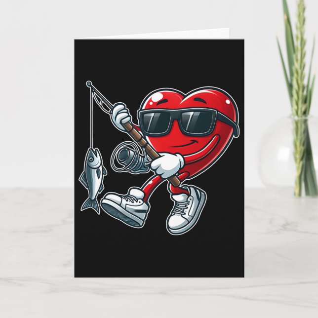 Carte Funny Heart With Fishing Rod Valentines Day Toddle (Devant)