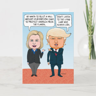 Carte Funny Hillary Clinton and Donald Trump Birthday