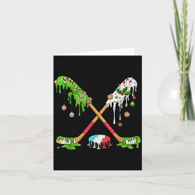 Carte Funny Hockey Holiday Candy Cane Gingerbread  (Devant)