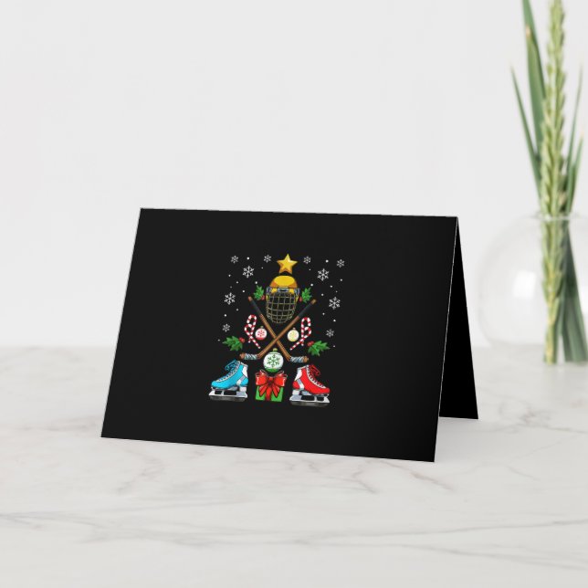 Carte Funny Hockey sur glace ornement de Noël Arbre de N (Devant)