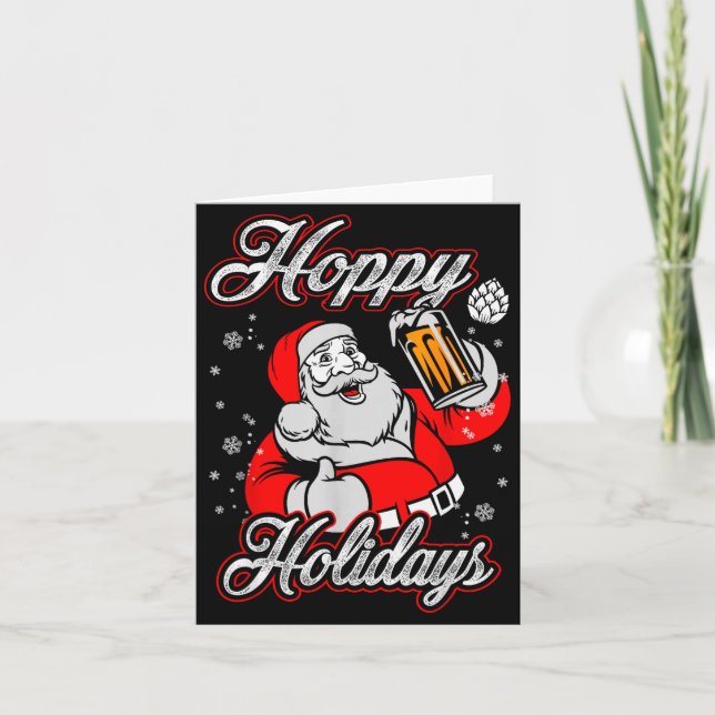 Carte Funny Hoppy Holidays Santa Beer Christmas Drinking (Devant)