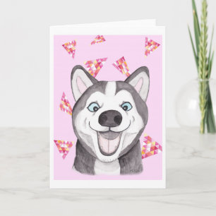 Carte Funny Husky Card Super Happy Husky Birthday Card