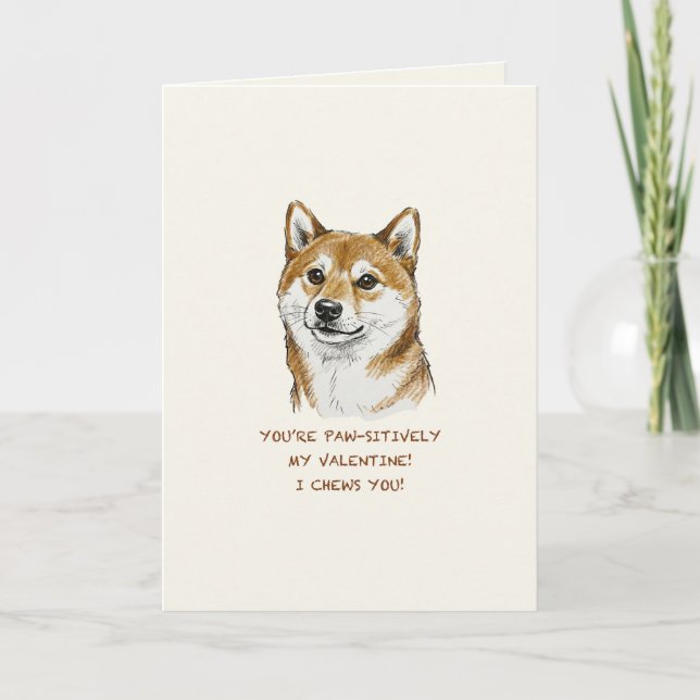 Carte Funny "I Chews You" Shiba Inu Valentine's Day Art (Devant)