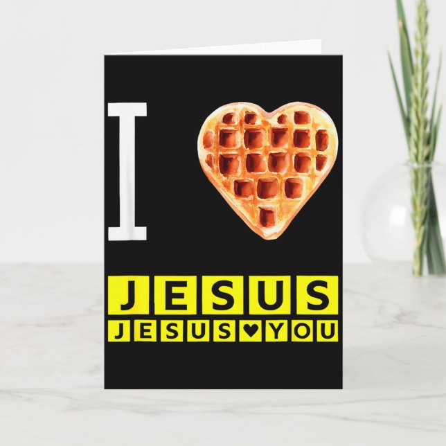 Carte Funny I Love Jesus Waffle Heart Christian Breakfas (Devant)