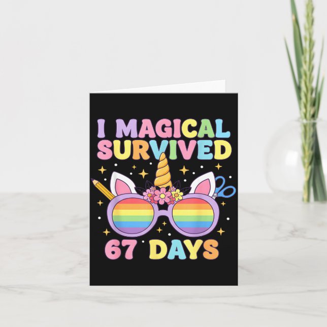 Carte Funny I Survived 67 Days Of School Cat Teachers St (Devant)