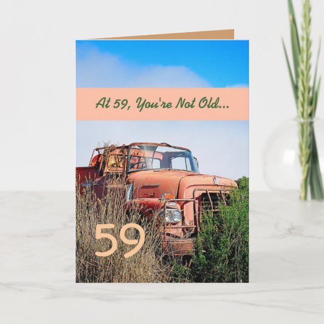 Carte FUNNY Joyeux 59ème anniversaire - Camion Orange Vi (Devant)