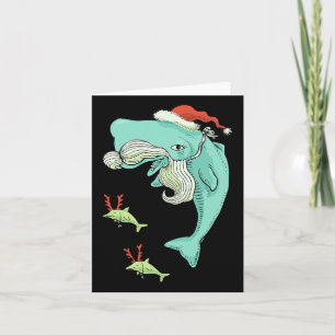 Carte Funny Joyeux Noël Baleine de l'océan Père Noël