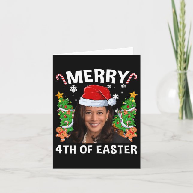 Carte Funny Kamala Harris Noël Santa Hat Joyeux 4e (Devant)