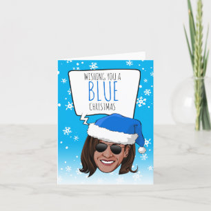 Carte Funny Kamala : Je vous souhaite un Noël bleu