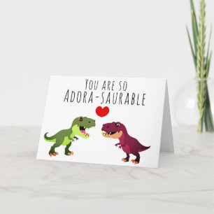 Carte Funny Kawaii Dinosaur Couple Pun Valentines Jour