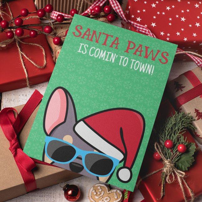 Carte Funny Lilac Tan Frenchie Père Noël Paws Noël (Créateur téléchargé)