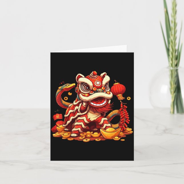 Carte Funny Lion Snake Chinese New Year 2025 Womens Mens (Devant)