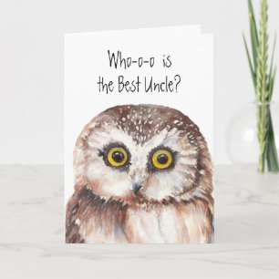 Carte Funny Little Owl Best Uncle Birthday Bird Humor