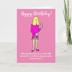 Carte Funny Lockdown Femme Panique Acheter Prosecco Anni