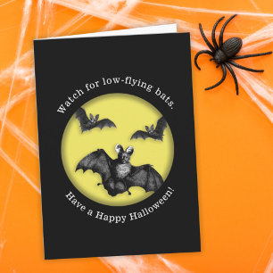 Carte Funny Low Flying Bats Happy Halloween