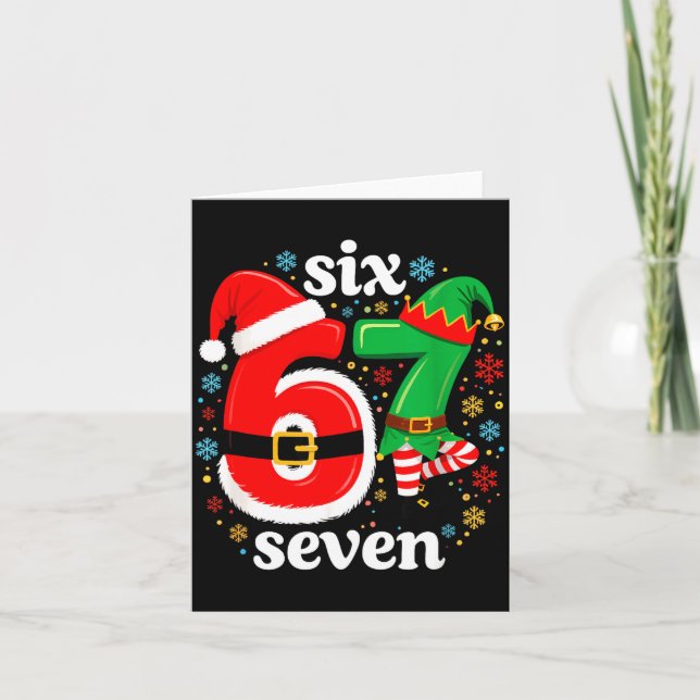 Carte Funny Meme Six Seven 67 Elf 6 7 Santa Christmas Pa (Devant)