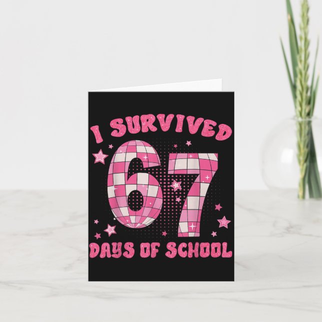Carte Funny Meme Six Seven Teacher I Survived 67 Days Of (Devant)