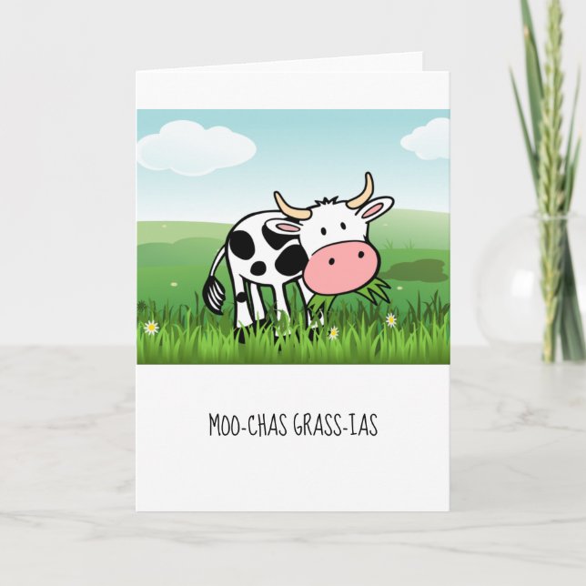 Carte Funny Merci de vache (Devant)