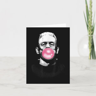 Carte Funny Monstre Frankenstein Frappant Une Bulle Gum