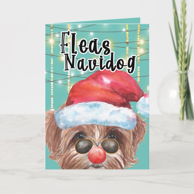 Carte Funny Multipoo chien puces de Noël navidog (Devant)