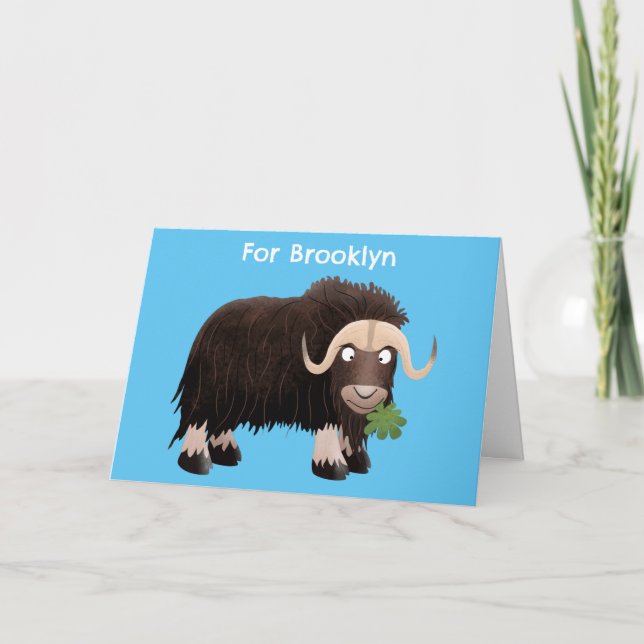 Carte Funny musk ox personnalisées dessin animé annivers (Devant)