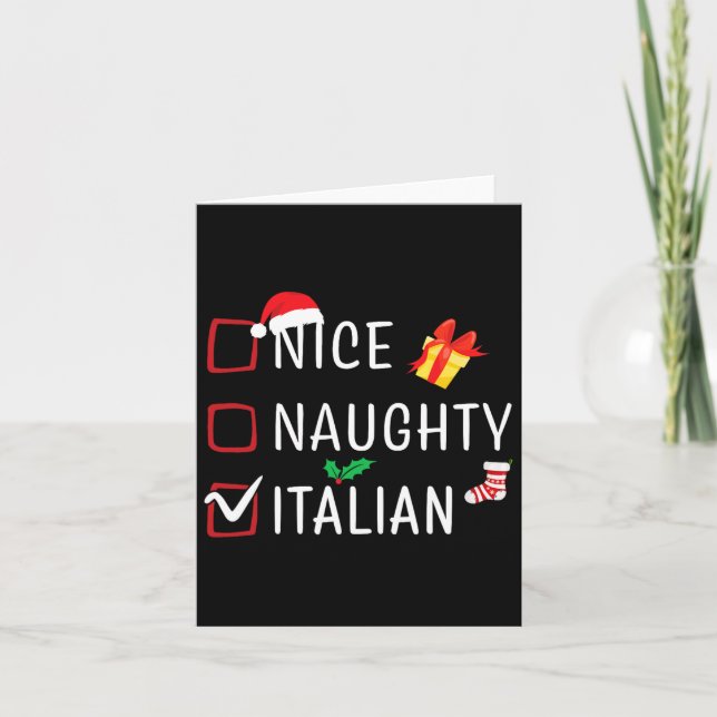 Carte Funny Naughty Nice Italien Noël Famille Pajama (Devant)