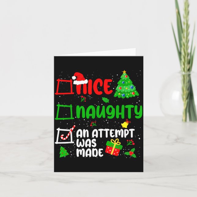 Carte Funny Nice Naughty An Attempt Was Made List Xmas S (Devant)