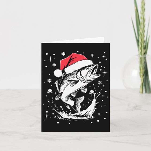 Carte Funny Noël Noël Chapeau poisson Noël Pêche (Devant)