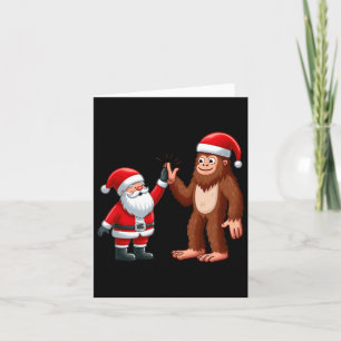 Carte Funny Noël Père Noël Bigfoot High-fiving Xm