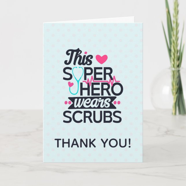 Carte Funny Nuring Superhero Dit Merci (Devant)