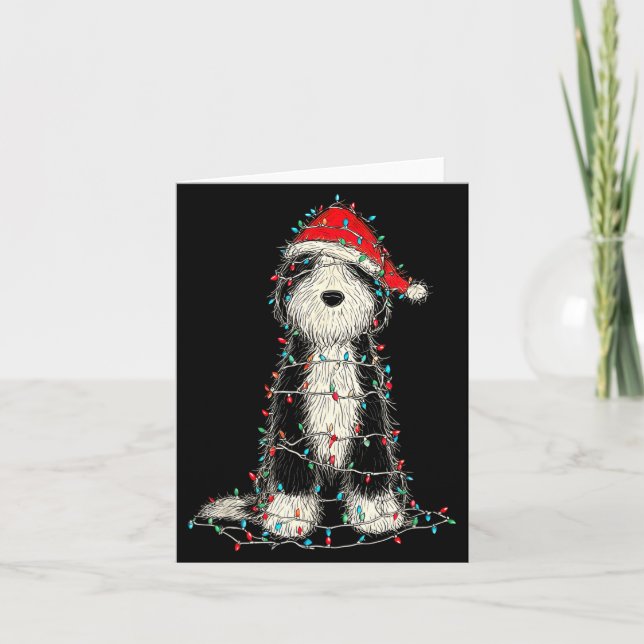 Carte Funny Old English Sheepdog Christmas Graphics Dog  (Devant)