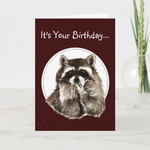 Carte Funny Older Wiser Birthday Card Raccoon
