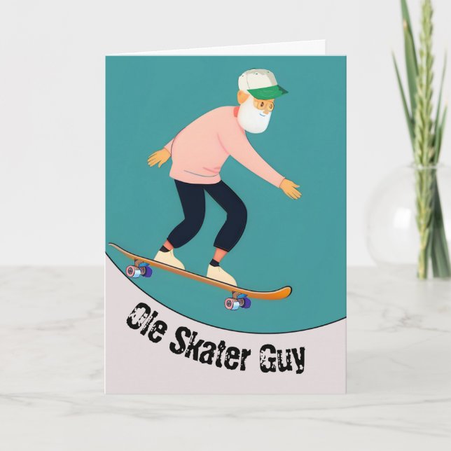 Carte Funny Ole Skater Guy Plate-forme Homme (Devant)