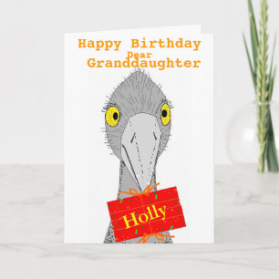 Carte Funny Ostrich, Granddaughter, add name, Birthday