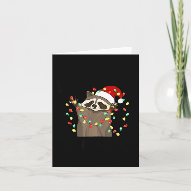 Carte Funny Overstimulated But Festive Raccoon Christmas (Devant)
