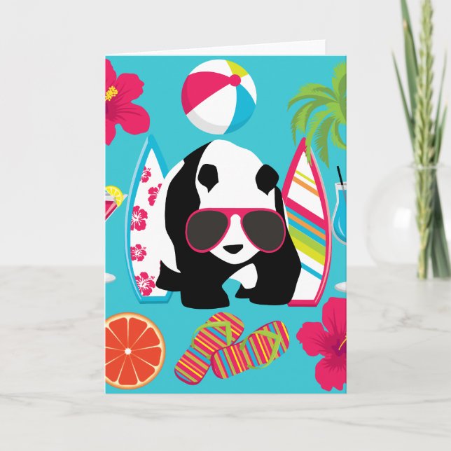 Carte Funny Panda Bear Beach Bum Cool Lunettes de soleil (Devant)
