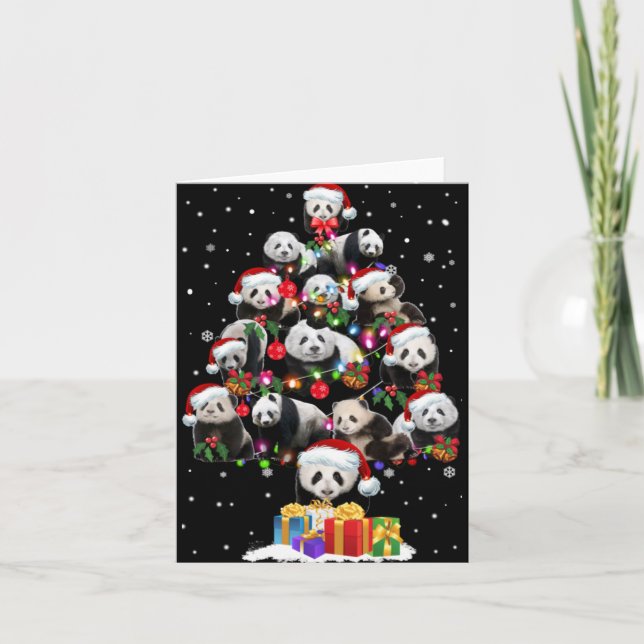 Carte Funny Pandas Santa Hat Christmas Tree Ornament T S (Devant)