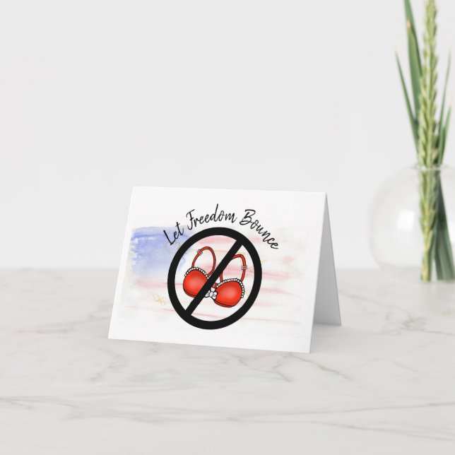 Carte Funny Patriotic No Bra Day Grey Card (Devant)