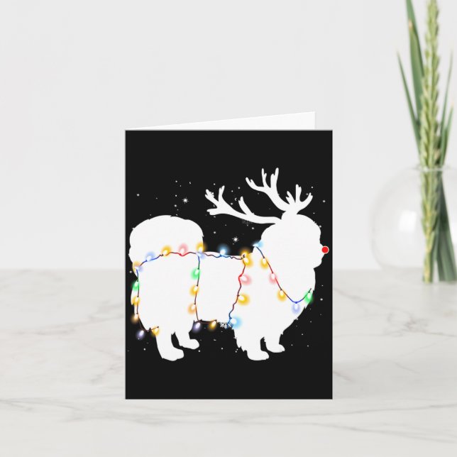 Carte Funny Pekingese Dog Tree Christmas Lights Xmas Paj (Devant)