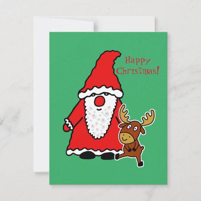 Carte Funny Père Noël avec l'orignal (Devant)
