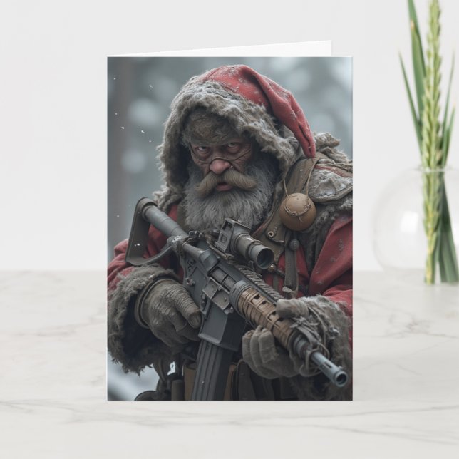 Carte Funny Père Noël Deuxième amendement Noël personnal (Devant)