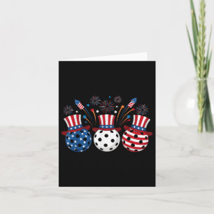 Carte Funny Pickleball Fireworks American Usa Drapeau 4e
