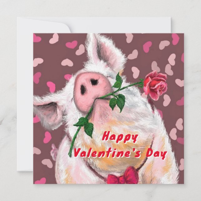 Carte Funny Pig Valentine's Day Card (Devant)